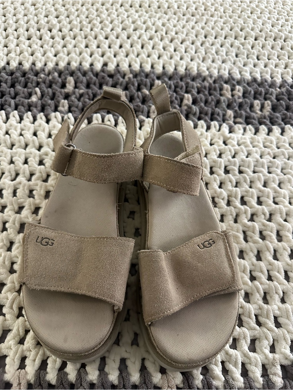 UGG Women's Taupe Suede Double-Strap Sandals